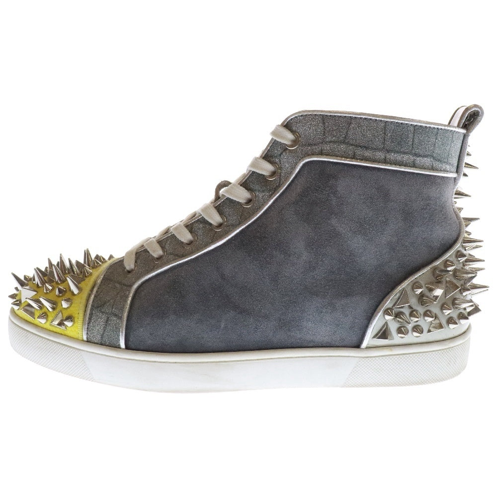 CHRISTIAN LOUBOUTIN(クリスチャンルブタン) LOU PIK PIK 2 スタッズ レザー ハイカット スニーカー グレー