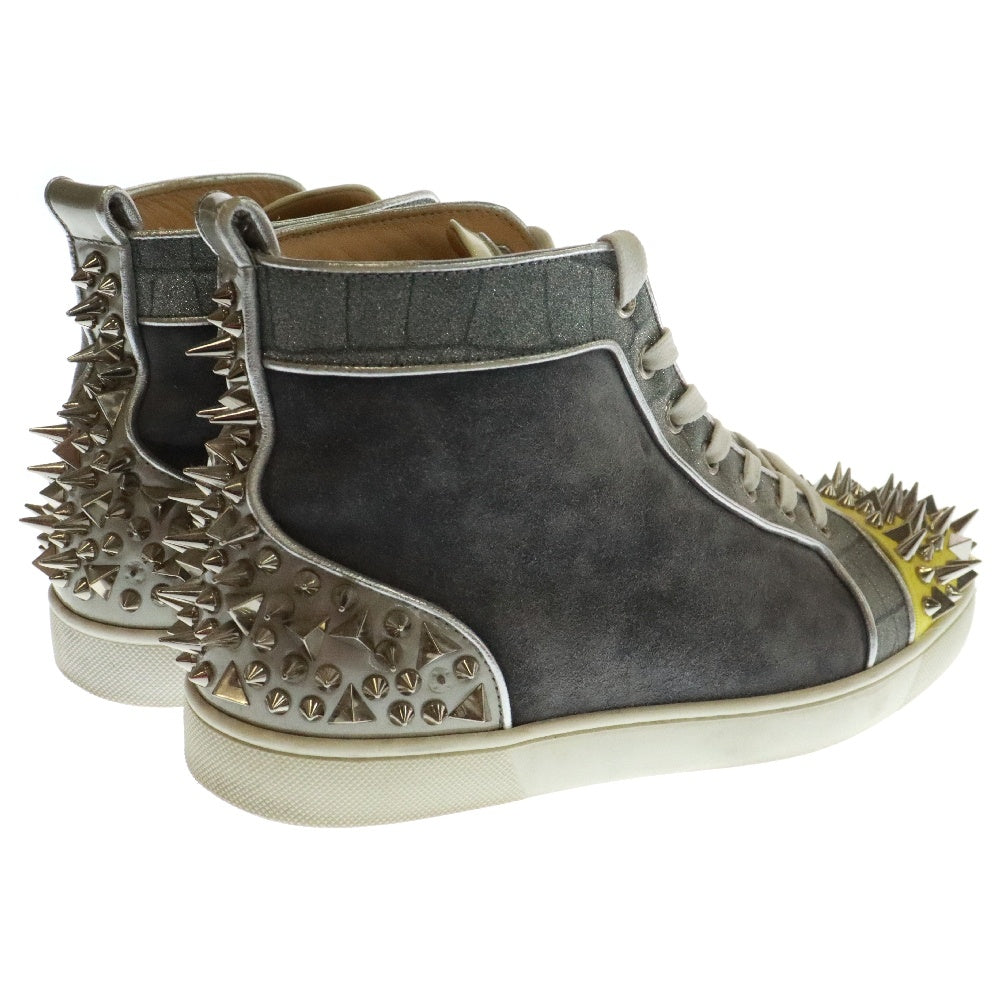 CHRISTIAN LOUBOUTIN(クリスチャンルブタン) LOU PIK PIK 2 スタッズ レザー ハイカット スニーカー グレー