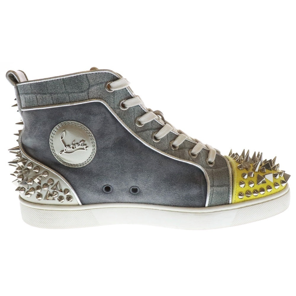 CHRISTIAN LOUBOUTIN(クリスチャンルブタン) LOU PIK PIK 2 スタッズ レザー ハイカット スニーカー グレー