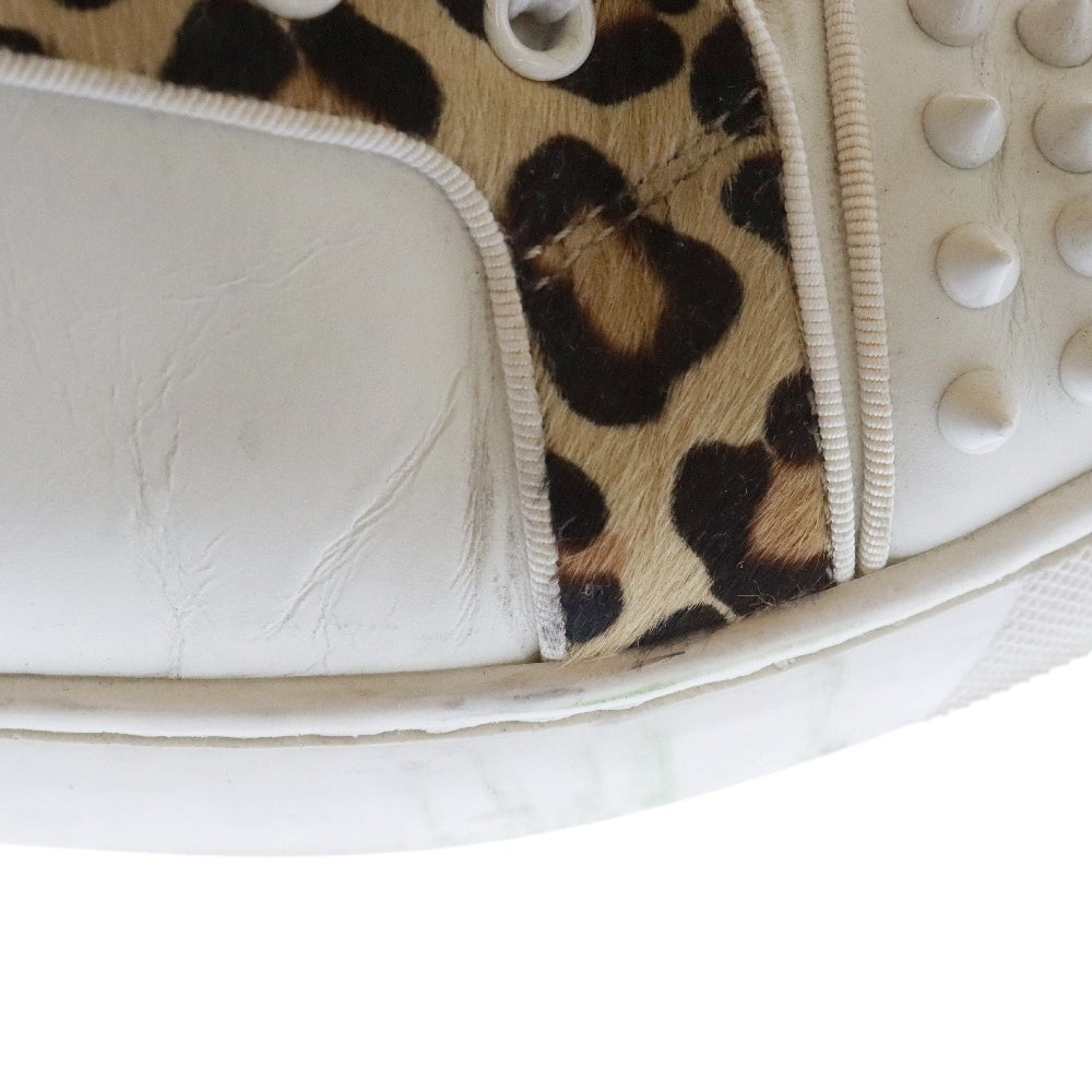 CHRISTIAN LOUBOUTIN(クリスチャンルブタン) LOUIS FLAT ルイス フラット ハラコ レザー スタッズ ハイカット スニーカー ホワイト/ブラウン