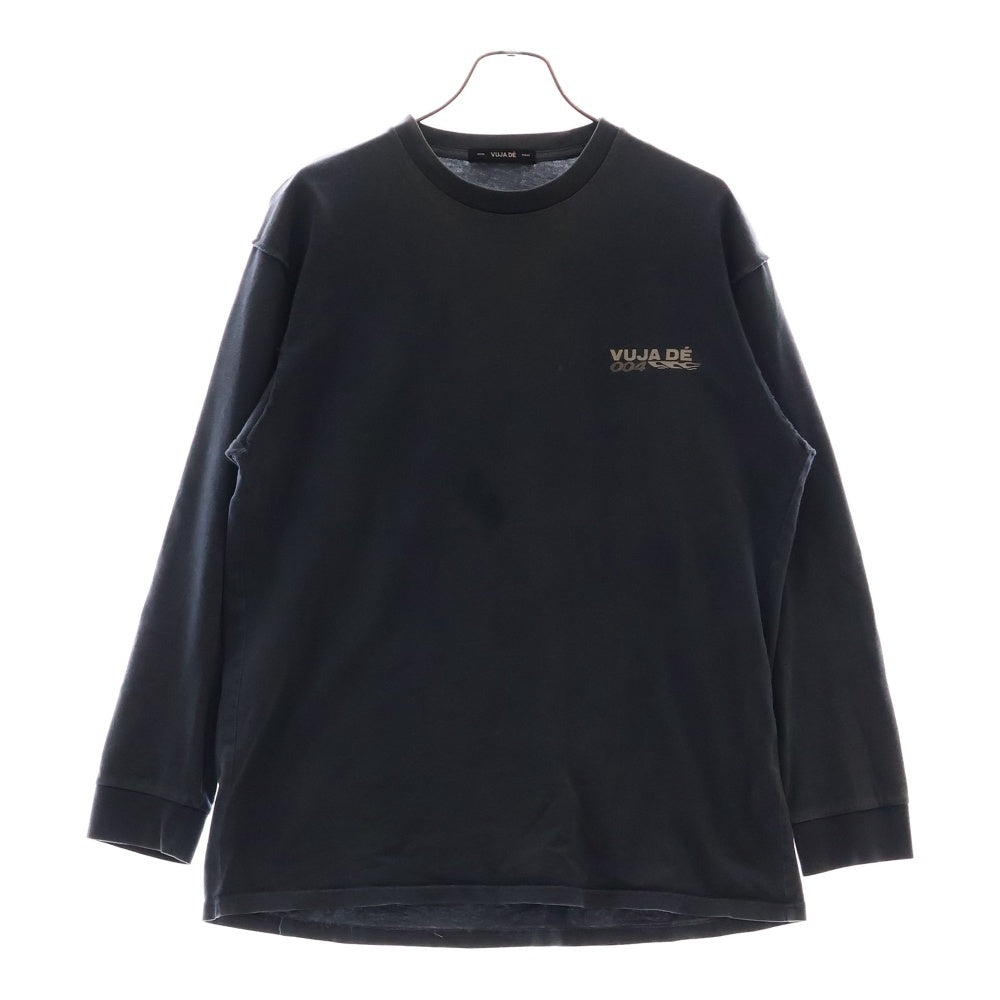 Vuja De(ブジャ デ) 004 L/S TEE グラフィックプリント クルーネック長袖Tシャツ カットソー ブルー