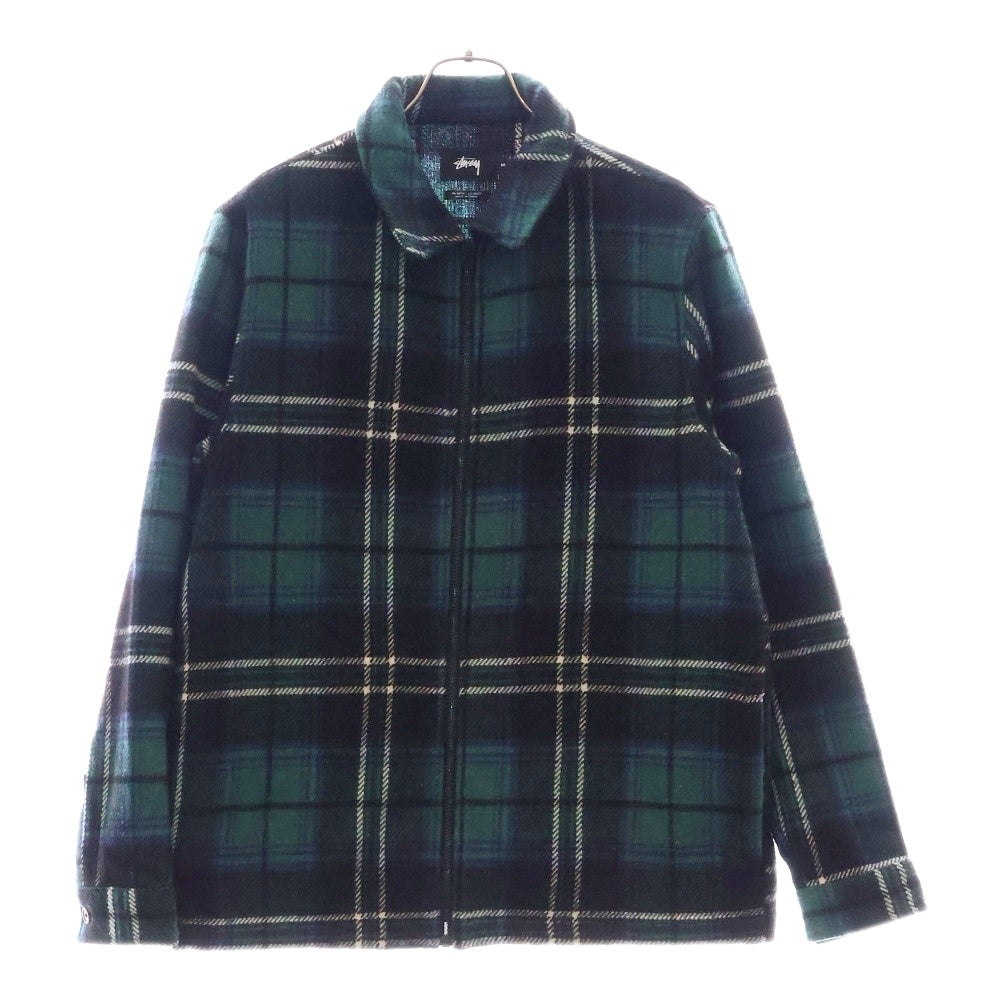STUSSY(ステューシー) HEAVY WOOL PLAID SHIRT JACKET ヘビー ウール プレイド ジップアップ シャツ ジャケット グリーン