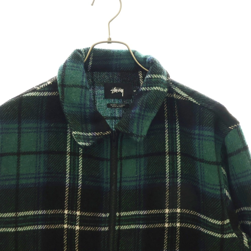 STUSSY(ステューシー) HEAVY WOOL PLAID SHIRT JACKET ヘビー ウール プレイド ジップアップ シャツ ジャケット グリーン