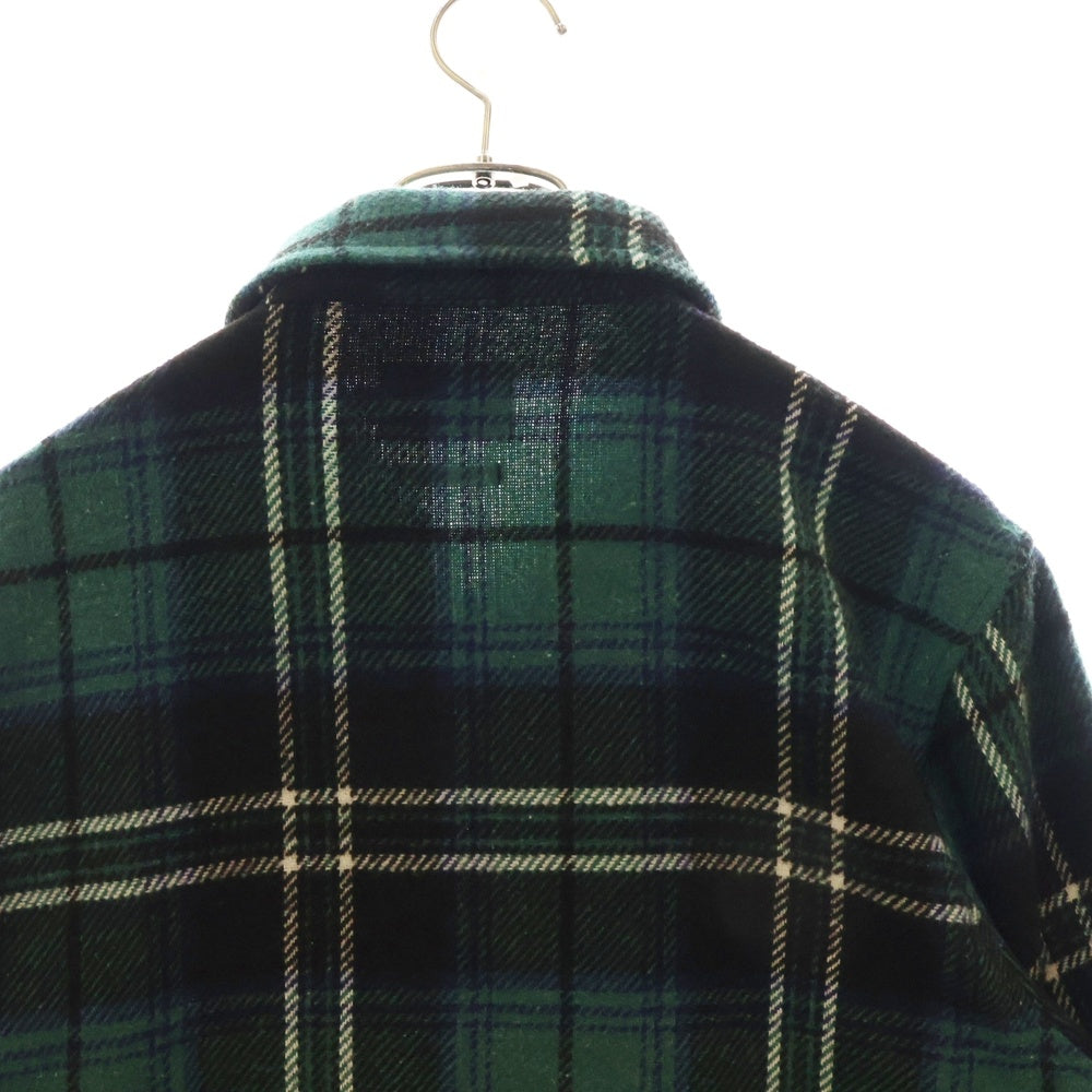 STUSSY(ステューシー) HEAVY WOOL PLAID SHIRT JACKET ヘビー ウール プレイド ジップアップ シャツ ジャケット グリーン