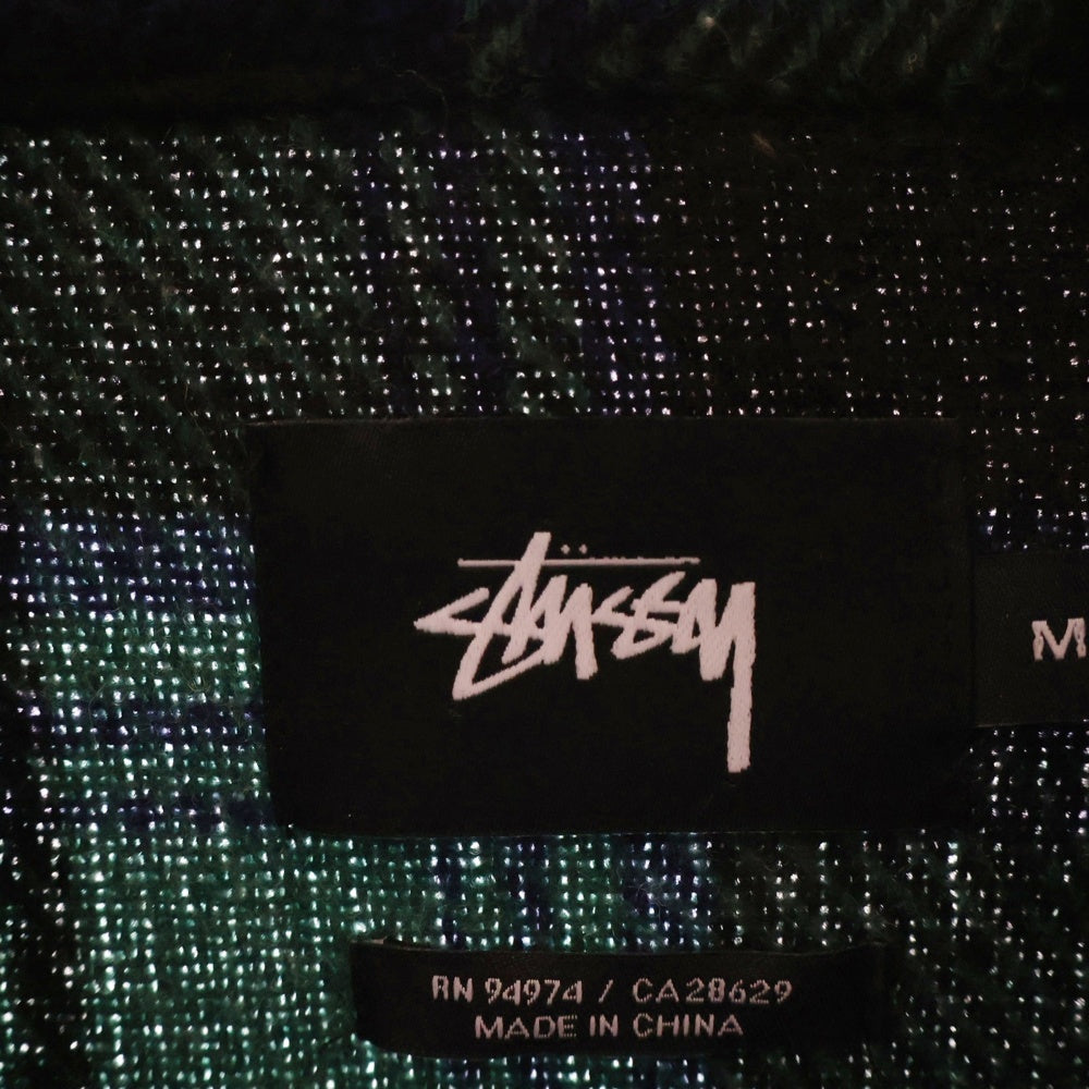 STUSSY(ステューシー) HEAVY WOOL PLAID SHIRT JACKET ヘビー ウール プレイド ジップアップ シャツ ジャケット グリーン