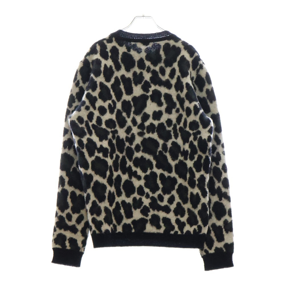 RAF SIMONS(ラフシモンズ) 14AW レオパード柄 モヘア混 クルーネック ニット セーター ホワイト/ネイビー/グリーン