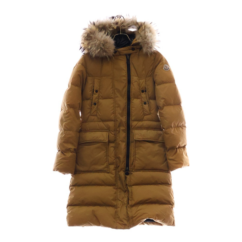 MONCLER(モンクレール) MELINA メリナ ファー付 ジップアップフーデッドダウンコート ジャケット イエロー レディース 49335/91/54155