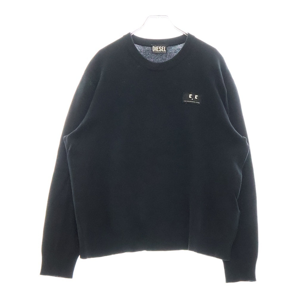 DIESEL(ディーゼル) K-JERSEY フロントロゴパッチ クルーネック コットンニット セーター ブラック A02849 0HCAC