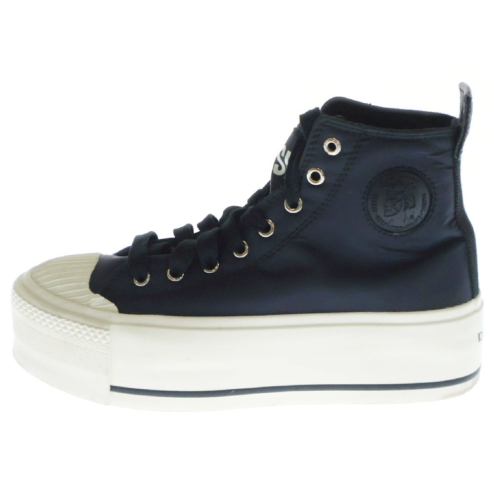 DIESEL(ディーゼル) S-ASTICO MC WEDGE ナイロン レースアップ ハイカットスニーカー ブラック レディース US6/23cm Y02492 PR189