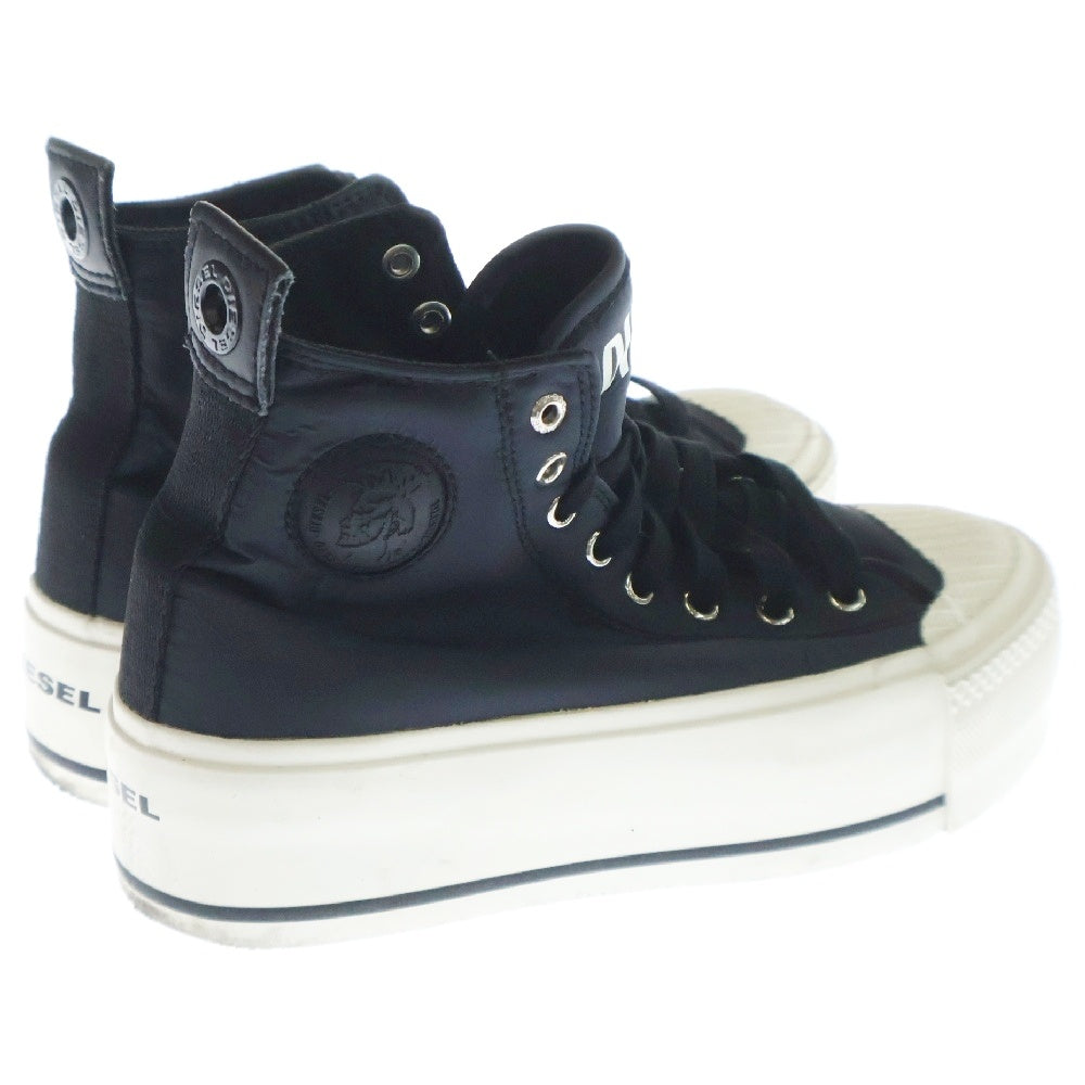 DIESEL(ディーゼル) S-ASTICO MC WEDGE ナイロン レースアップ ハイカットスニーカー ブラック レディース US6/23cm Y02492 PR189