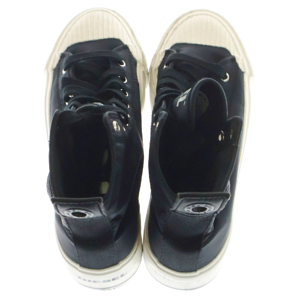DIESEL(ディーゼル) S-ASTICO MC WEDGE ナイロン レースアップ ハイカットスニーカー ブラック レディース US6/23cm Y02492 PR189