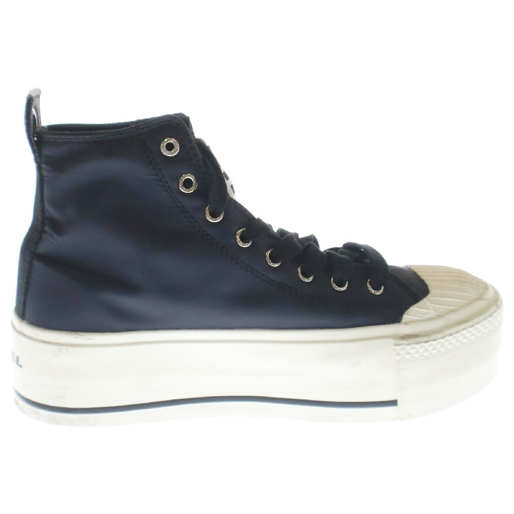 DIESEL(ディーゼル) S-ASTICO MC WEDGE ナイロン レースアップ ハイカットスニーカー ブラック レディース US6/23cm Y02492 PR189
