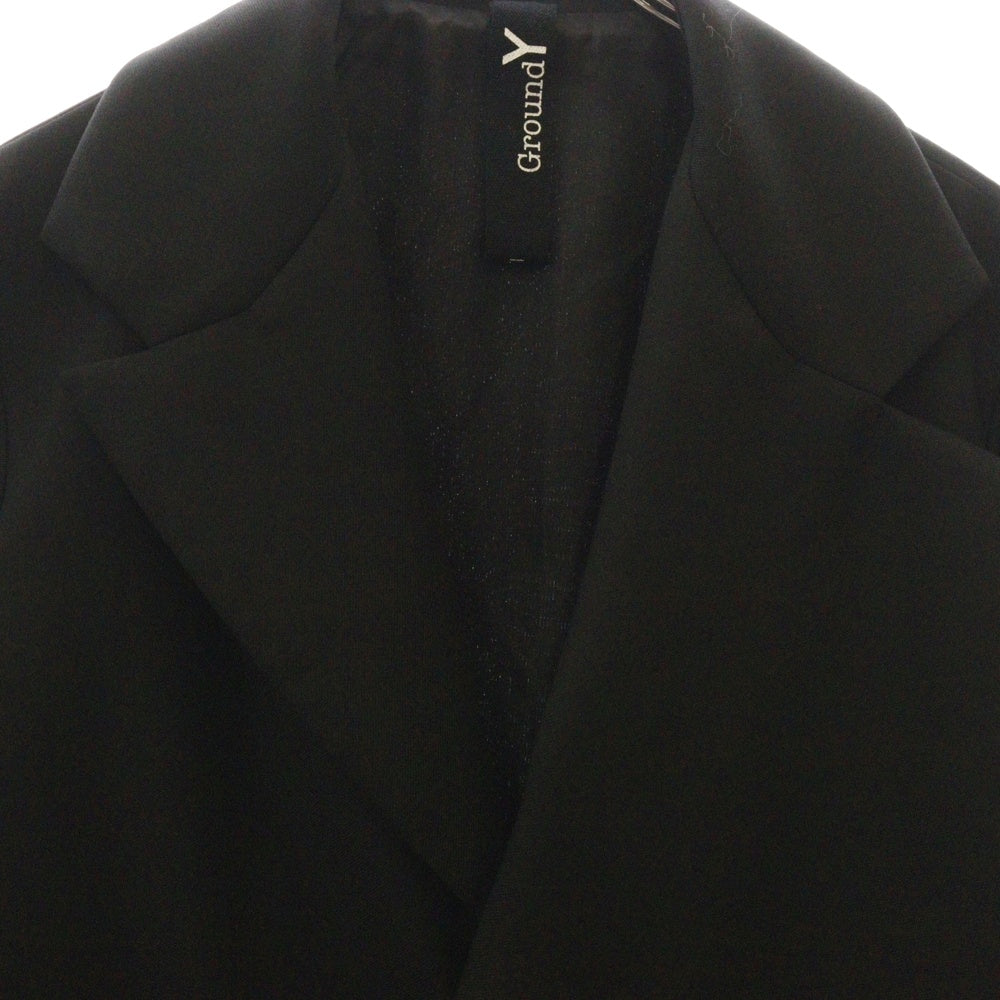 Ground Y(グラウンドワイ) 18AW ウール ギャバジン アシンメトリー テーラード ジャケット ブラック GV-J01-100