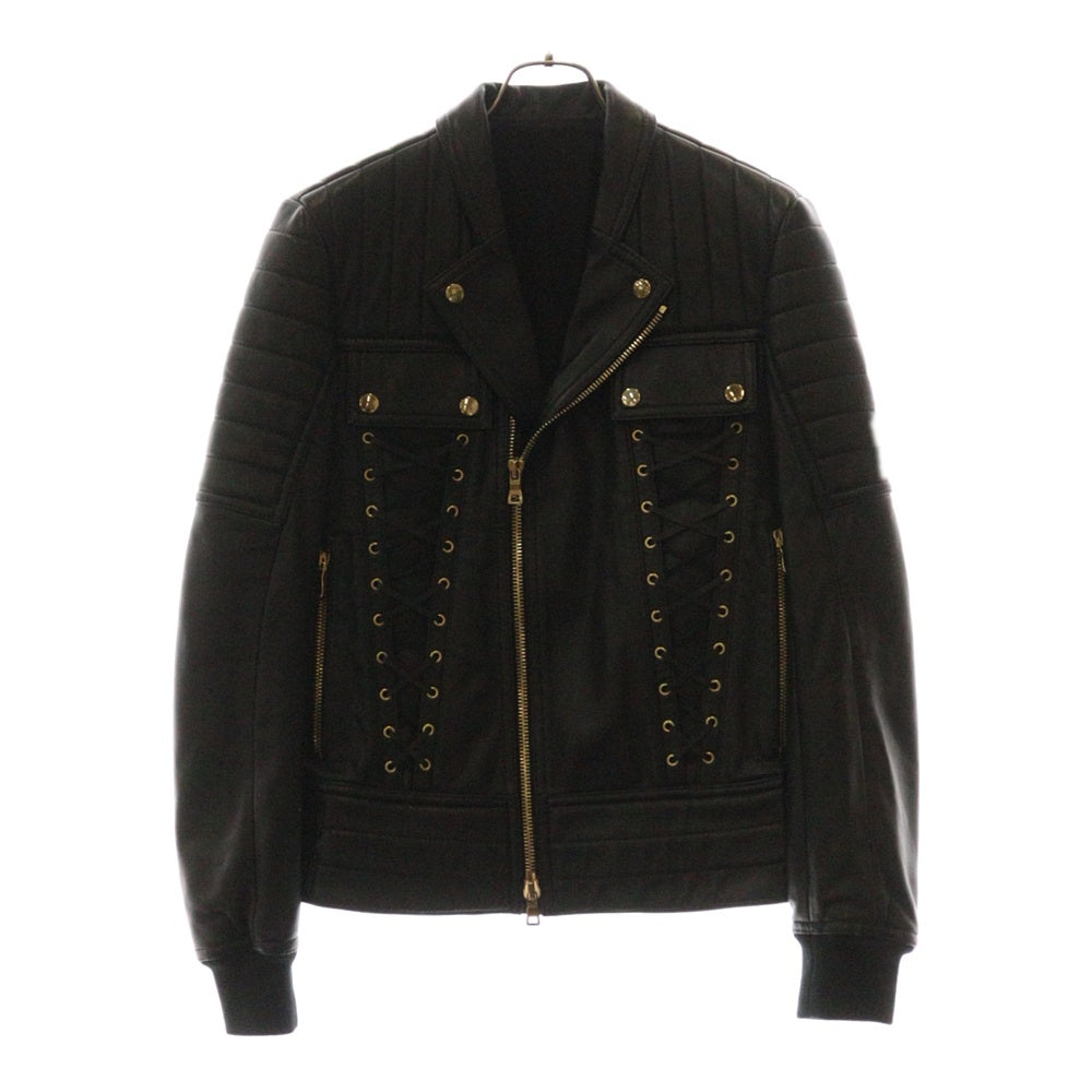 BALMAIN(バルマン) 17SS レースアップ レザー バイカー ジャケット ブラック S7H2011P01