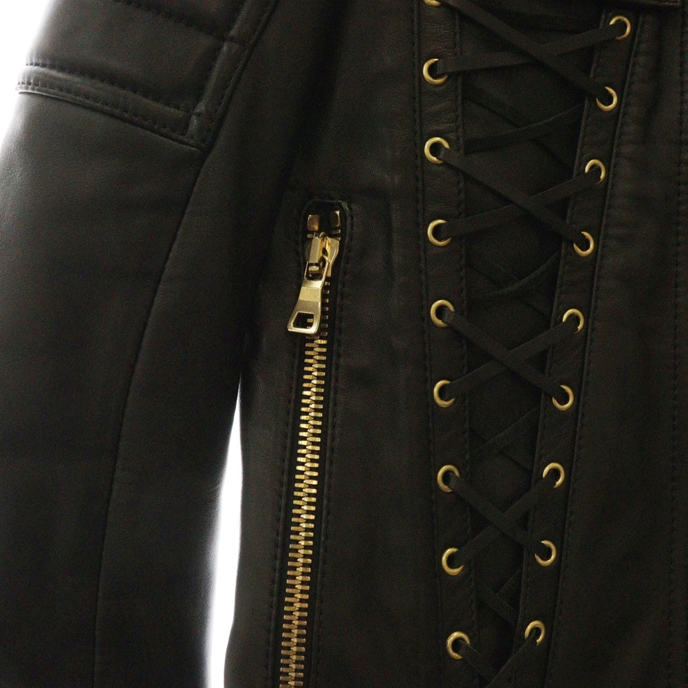 BALMAIN(バルマン) 17SS レースアップ レザー バイカー ジャケット ブラック S7H2011P01