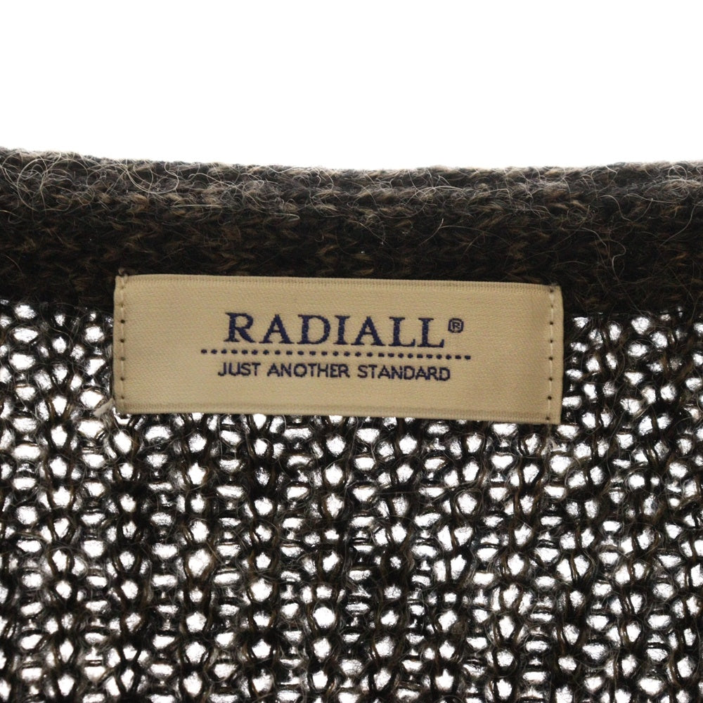 RADIALL(ラディアル) CARDIGAN SWEATER L/S モヘヤ混 ウールニットカーディガン ブラウン RAD-22AW-KNIT002
