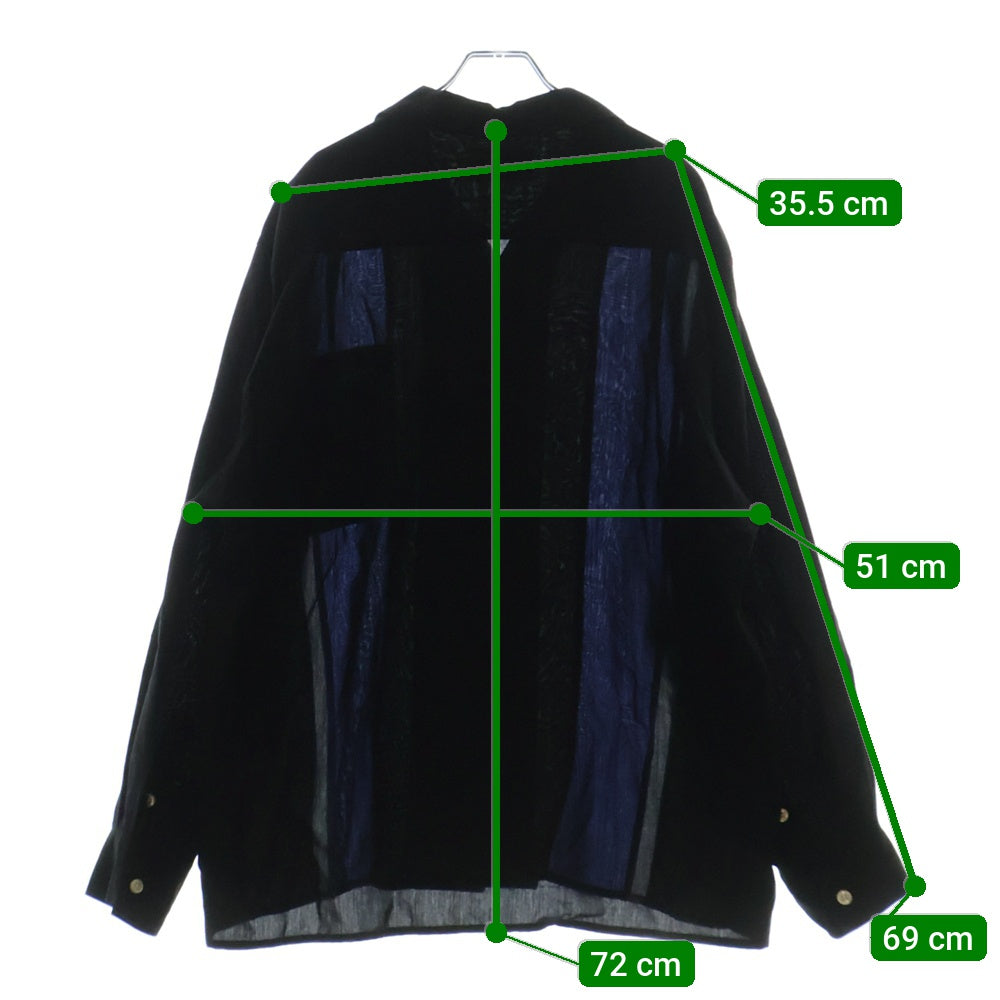 WACKO MARIA(ワコマリア) 22FW THREE-TONE 50S SHIRT スリートーン 長袖シャツ ブラック/ブルー