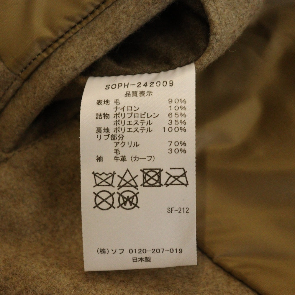 SOPHNET.(ソフネット) 24AW LEATHER SLEEVE VARSITY JACKET レザースリーブ バーシティ ジャケット ブラウン SOPH-242009