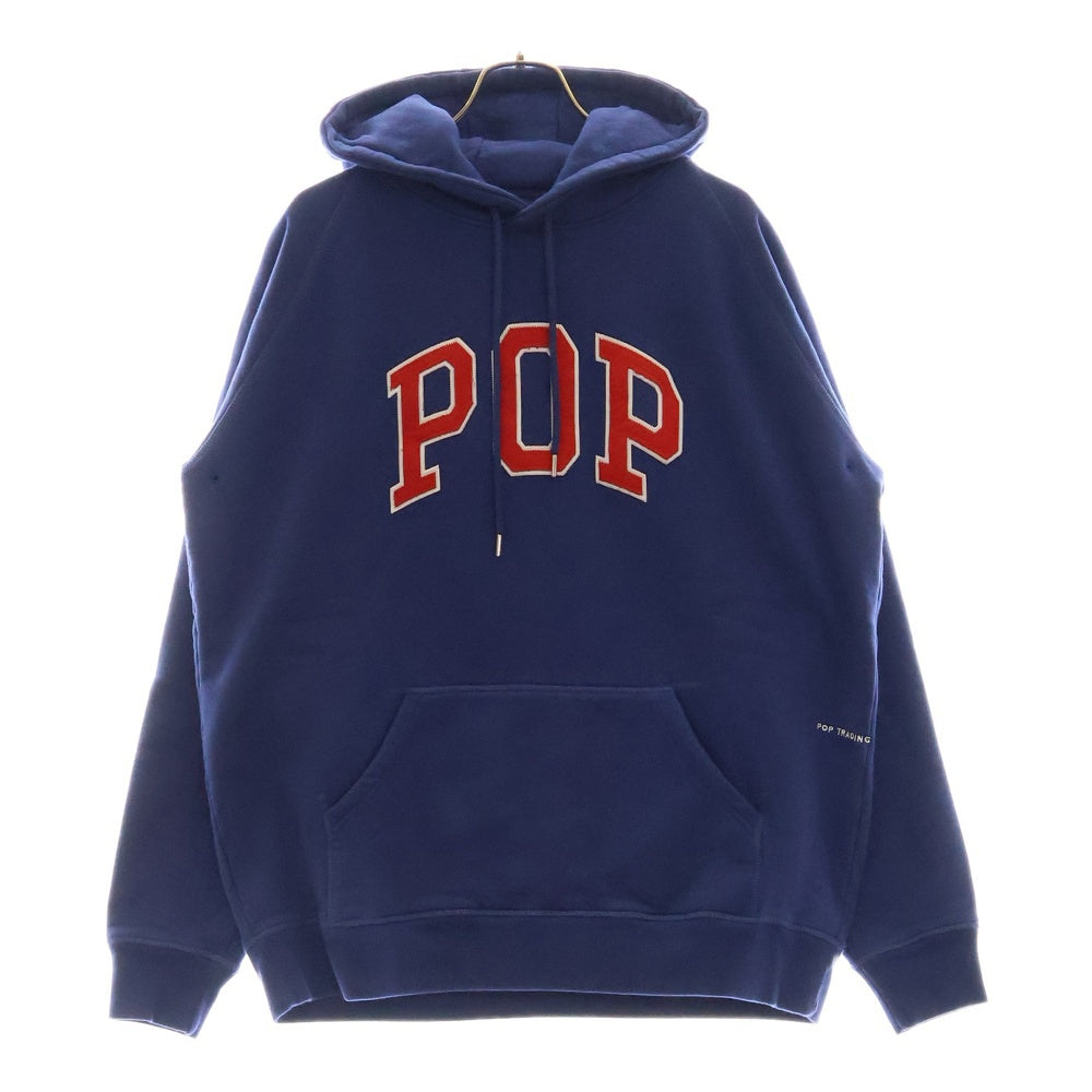 POP TRADING COMPANY(ポップトレーディングカンパニー) フロントロゴワッペンスウェットプルオーバーパーカー ネイビー レッド