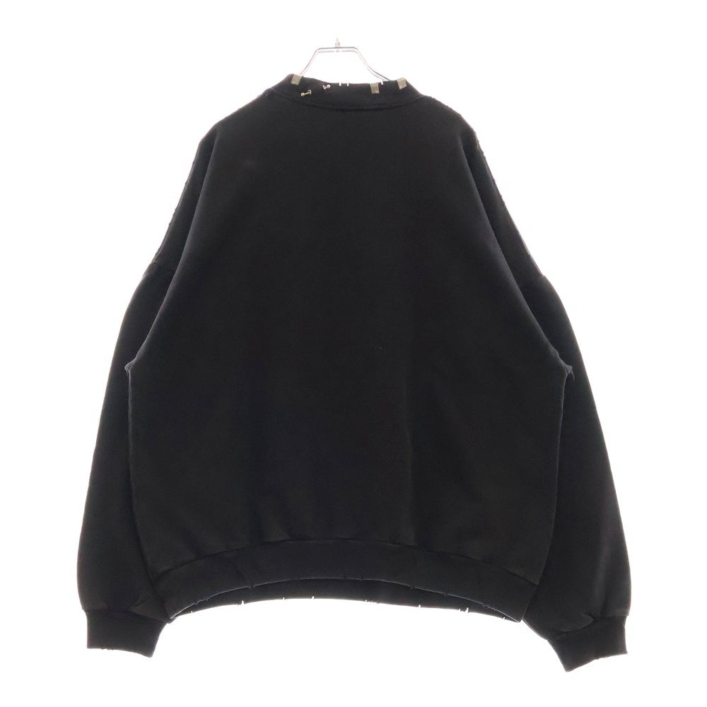 BALENCIAGA(バレンシアガ) 23AW Pierced Round ピアス ダメージ加工 オーバーサイズ クルーネックスウェットトレーナー ダークグレー 762718 TPVD9