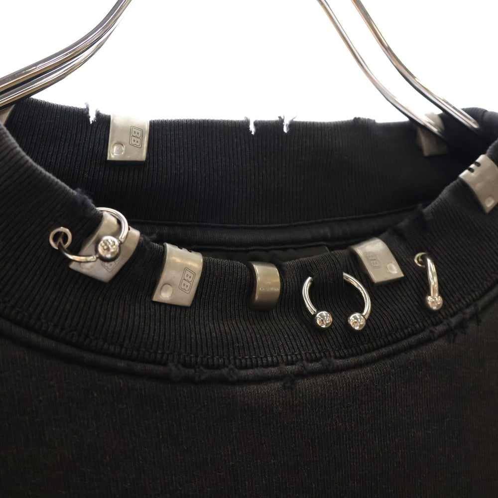 BALENCIAGA(バレンシアガ) 23AW Pierced Round ピアス ダメージ加工 オーバーサイズ クルーネックスウェットトレーナー ダークグレー 762718 TPVD9