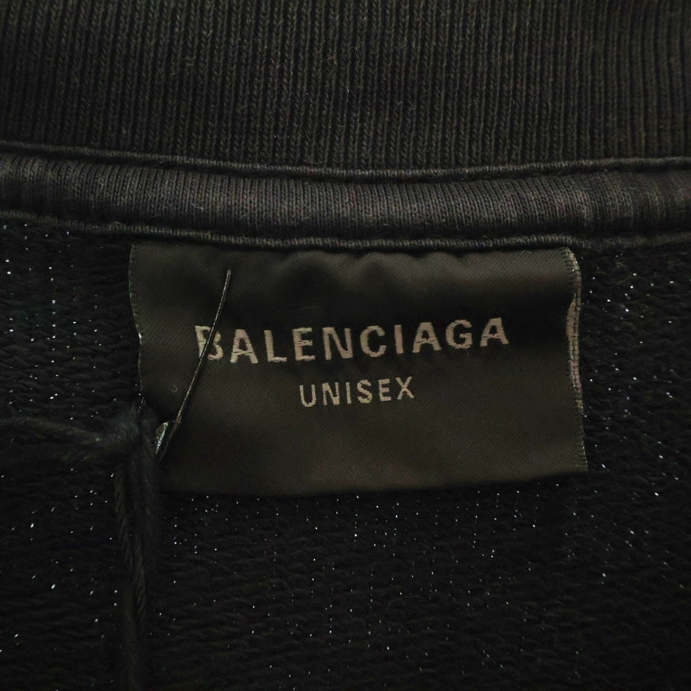 BALENCIAGA(バレンシアガ) 23AW Pierced Round ピアス ダメージ加工 オーバーサイズ クルーネックスウェットトレーナー ダークグレー 762718 TPVD9