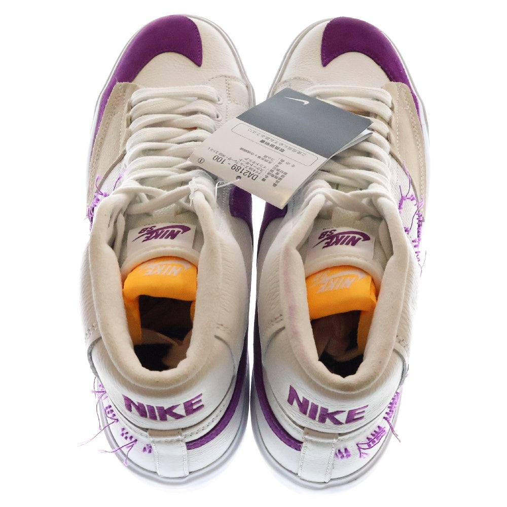 NIKE SB(ナイキエスビー) ZOOM BLAZER MID EDGE ズーム ブレイザー エッジ ミッドカットスニーカー ホワイト/パープル US9.5/27.5cm DA2189-100