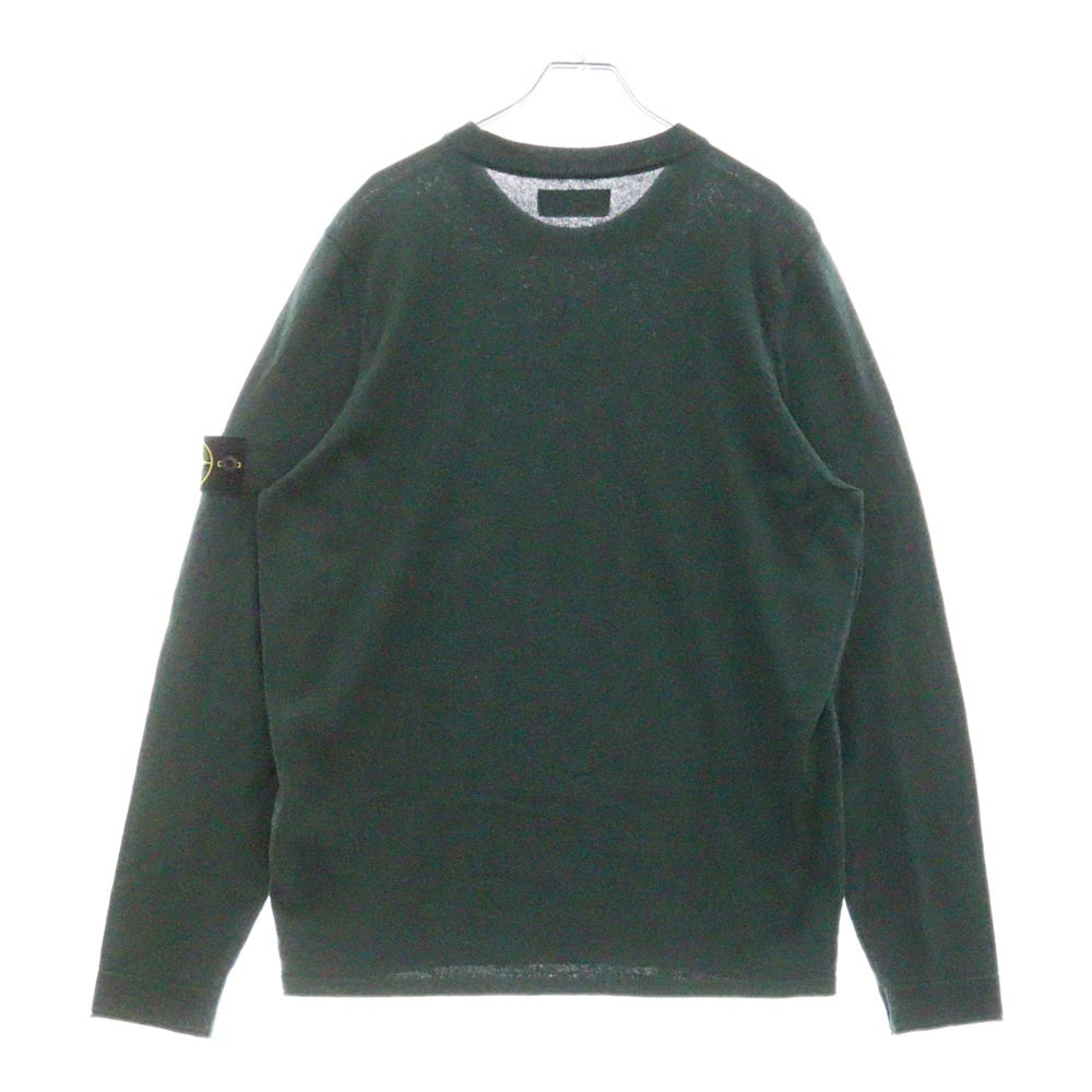 STONE ISLAND(ストーンアイランド) アームロゴワッペン ハイゲージコットン ソリッド クルーネックニット セーター グリーン 1015532B9