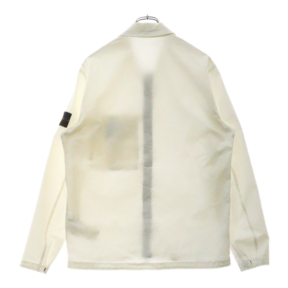 STONE ISLAND(ストーンアイランド) アームロゴワッペン フロントポケット コットン ジップアップシャツジャケット ブルゾン ホワイト 781510304