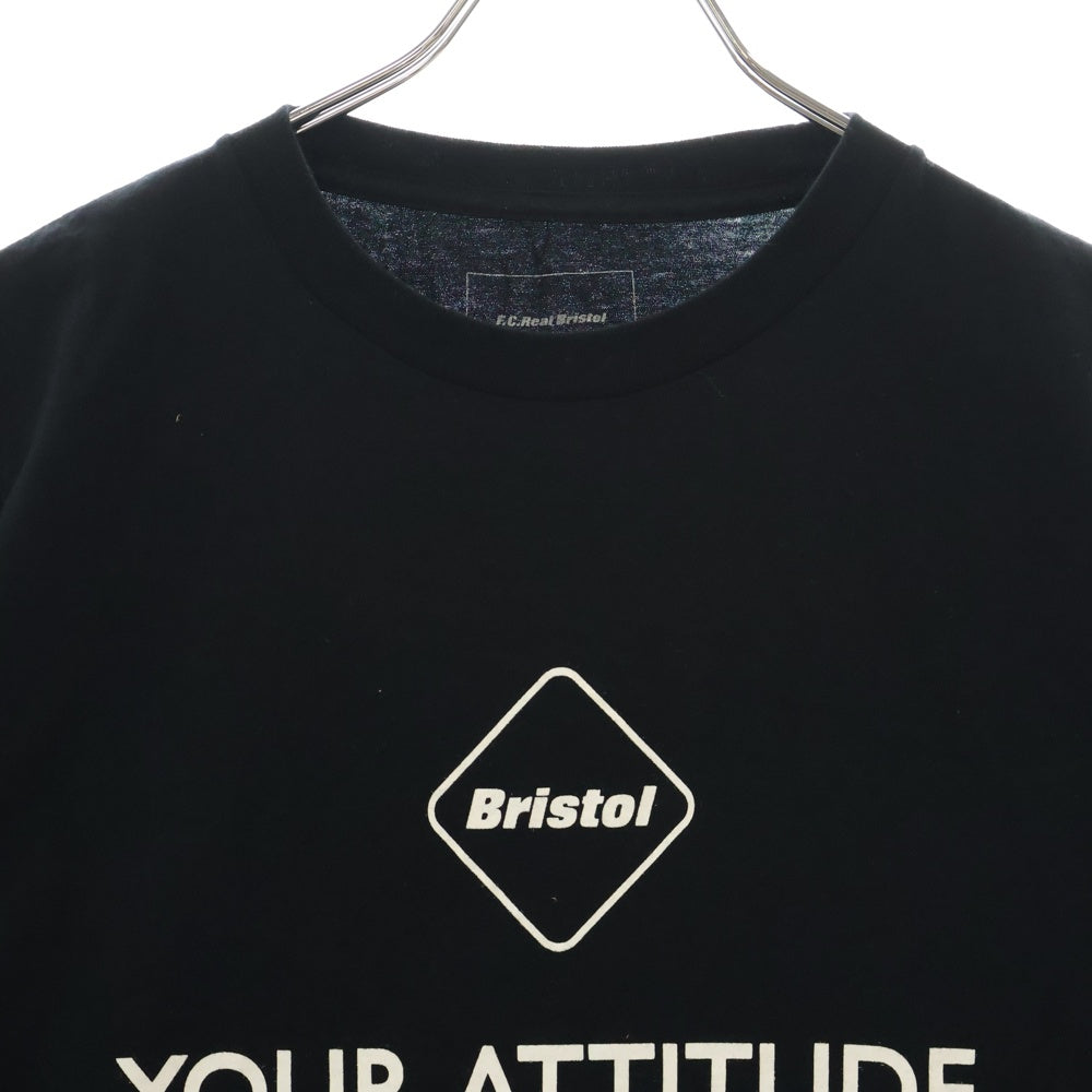 F.C.R.B./F.C.Real Bristol/FCRB(エフシーアールビー/エフシーレアルブリストル) 15SS VICTORY TEE ロゴプリント クルーネック 半袖Tシャツカットソー ブラック FCRB-150029