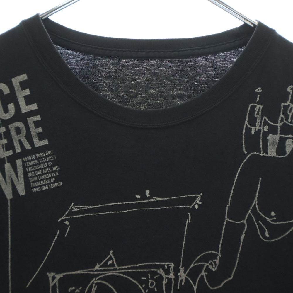VINTAGE(ヴィンテージ) PEACE IS HERE NOW Tシャツ オノヨーコ ジョンレノン 半袖 カットソーブラック