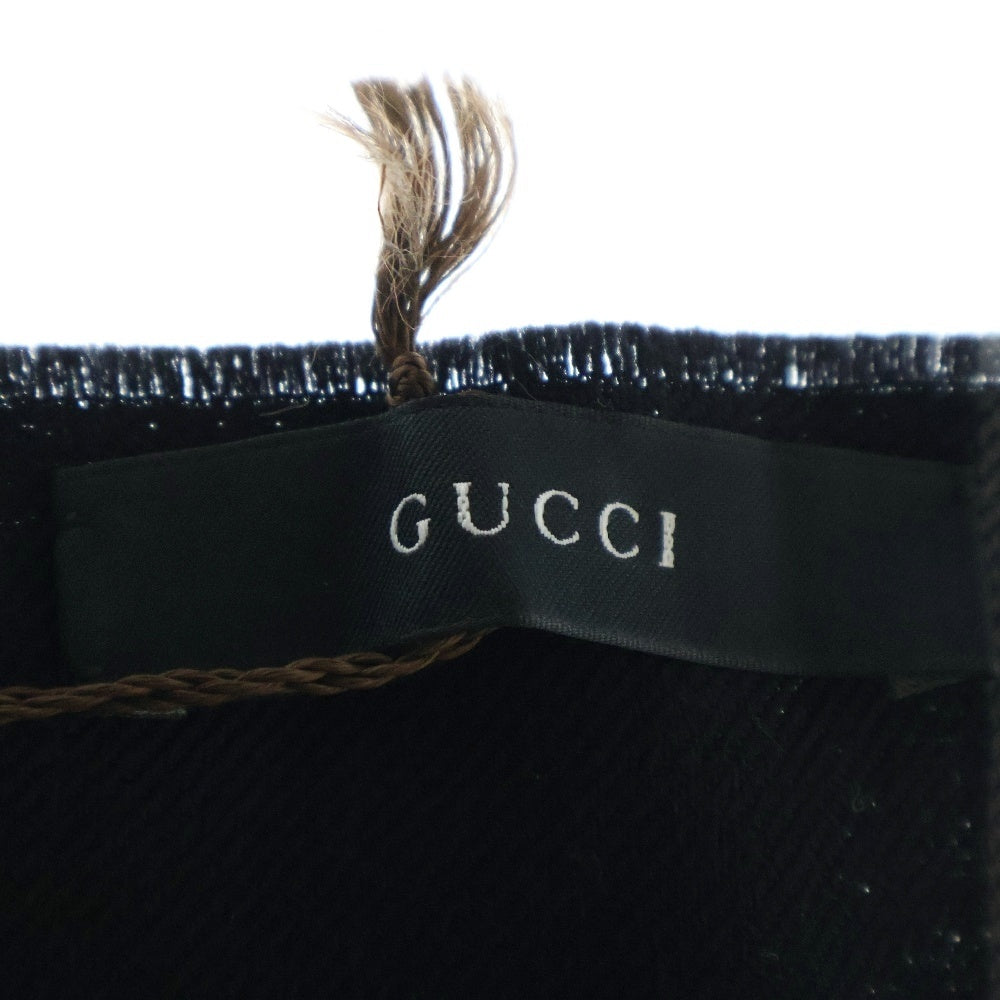 GUCCI(グッチ) GG総柄フリンジ付ウールマフラー ブラック 100995