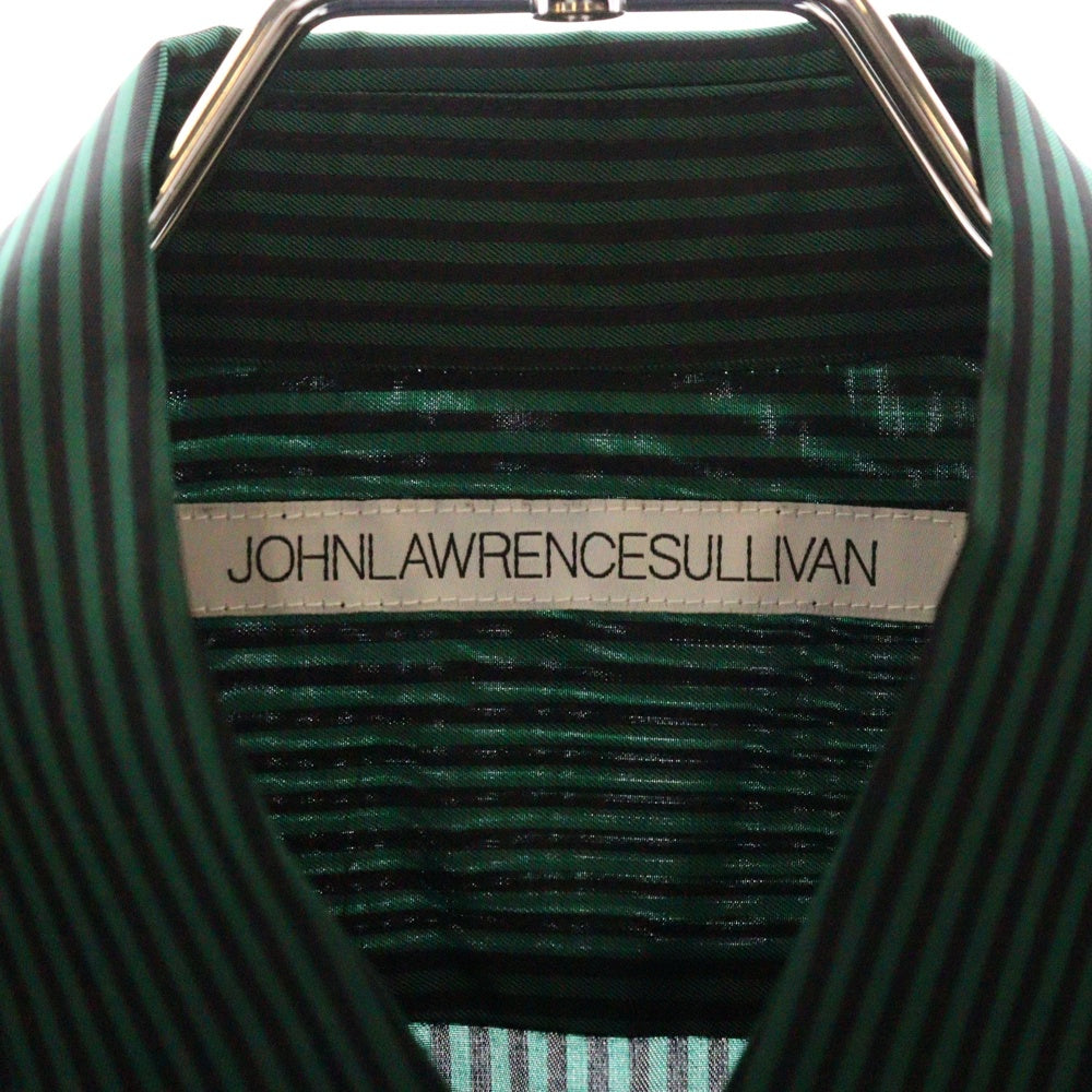 JOHN LAWRENCE SULLIVAN(ジョンローレンスサリバン) キュプラストライプ総柄長袖シャツ グリーン 3A001'14-07