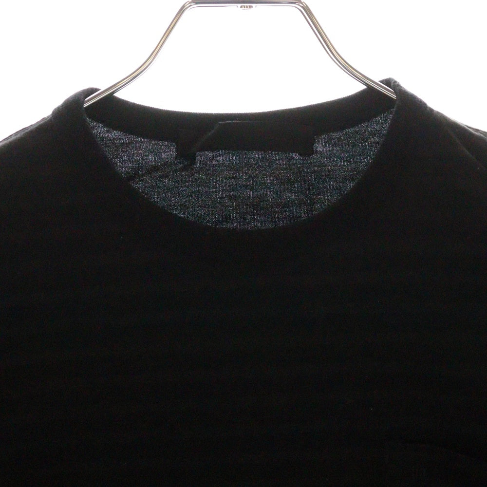 th products(ティーエイチ プロダクツ) Oversized T-Shirt オーバーサイズ ボーダー ポケット クルーネック半袖Tシャツ カットソー ブラック 2101-T14-M110