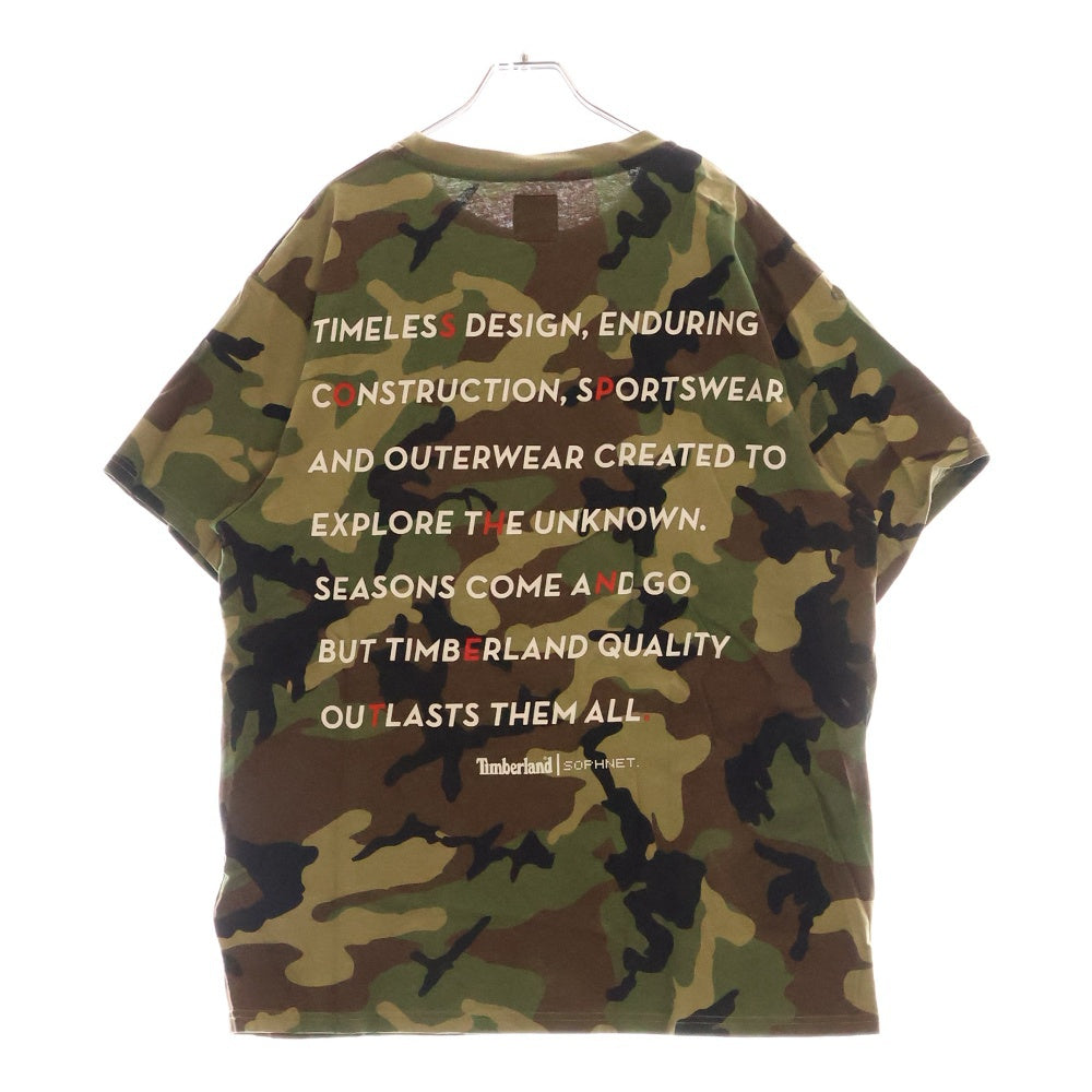 SOPHNET.(ソフネット) × Timberland EXPLORE THE UNKNOWN TEE ティンバーランド エクスプローラーザアンノウン グラフィックプリント カモ柄 クルーネック半袖Tシャツ SOPH-178156