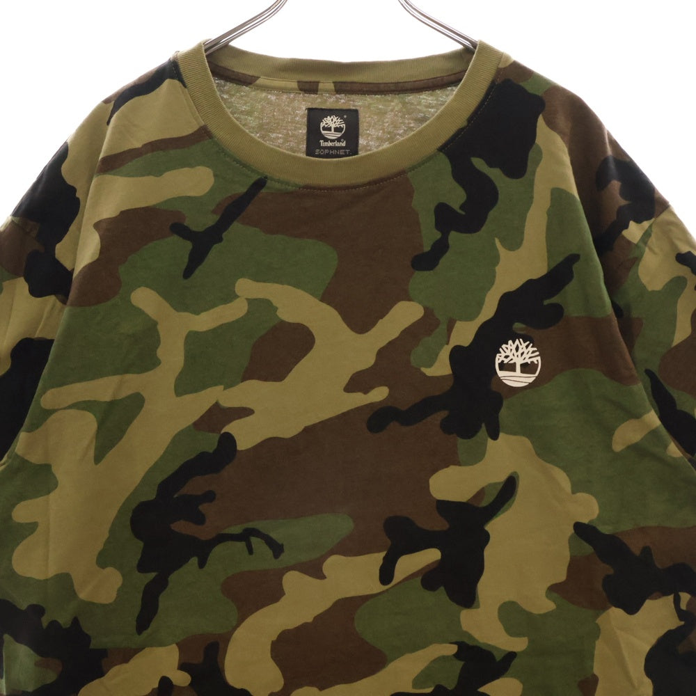 SOPHNET.(ソフネット) × Timberland EXPLORE THE UNKNOWN TEE ティンバーランド エクスプローラーザアンノウン グラフィックプリント カモ柄 クルーネック半袖Tシャツ SOPH-178156