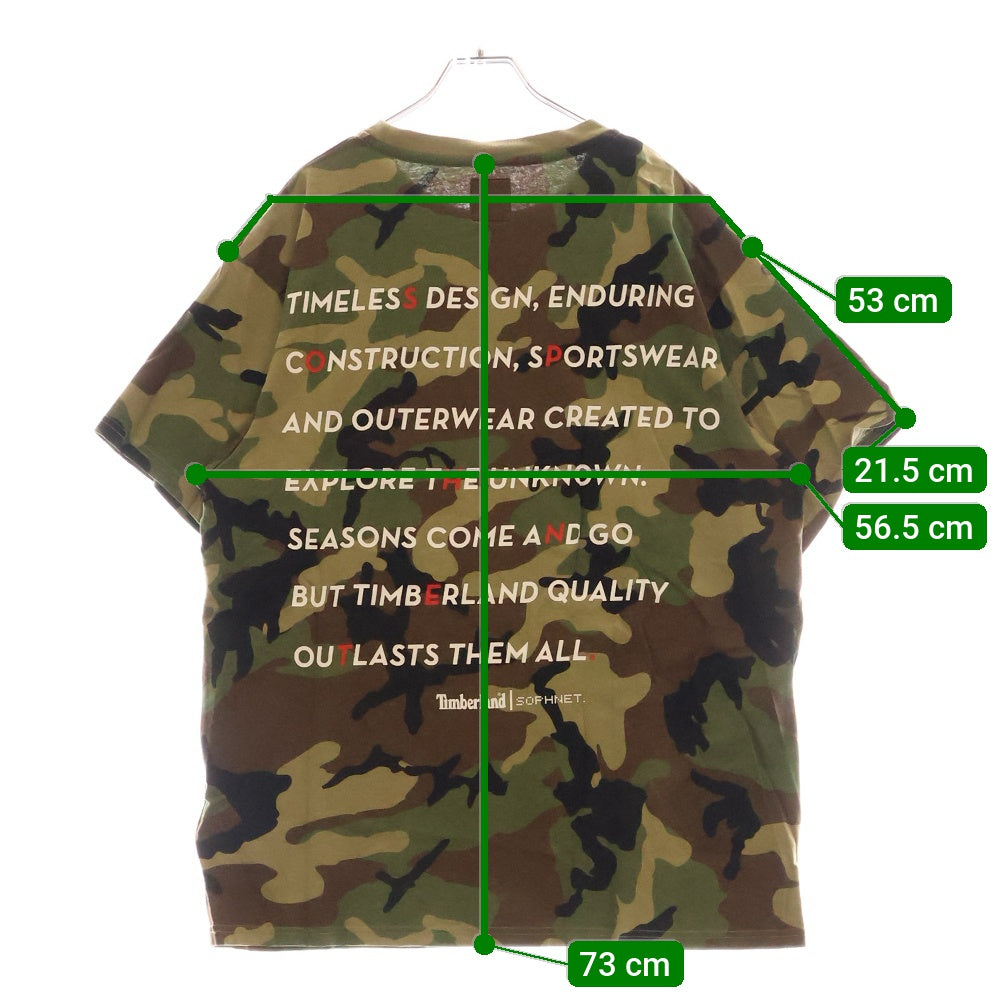 SOPHNET.(ソフネット) × Timberland EXPLORE THE UNKNOWN TEE ティンバーランド エクスプローラーザアンノウン グラフィックプリント カモ柄 クルーネック半袖Tシャツ SOPH-178156