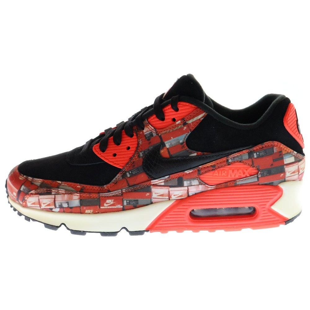 NIKE(ナイキ) ×atmos AIR MAX 90 PRNT アトモス エアマックス90 プリント ローカットスニーカー ブラック/レッド US9.5/27.5cm AQ0926-001
