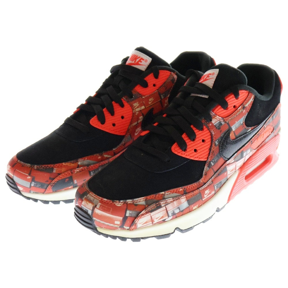 NIKE(ナイキ) ×atmos AIR MAX 90 PRNT アトモス エアマックス90 プリント ローカットスニーカー ブラック/レッド US9.5/27.5cm AQ0926-001