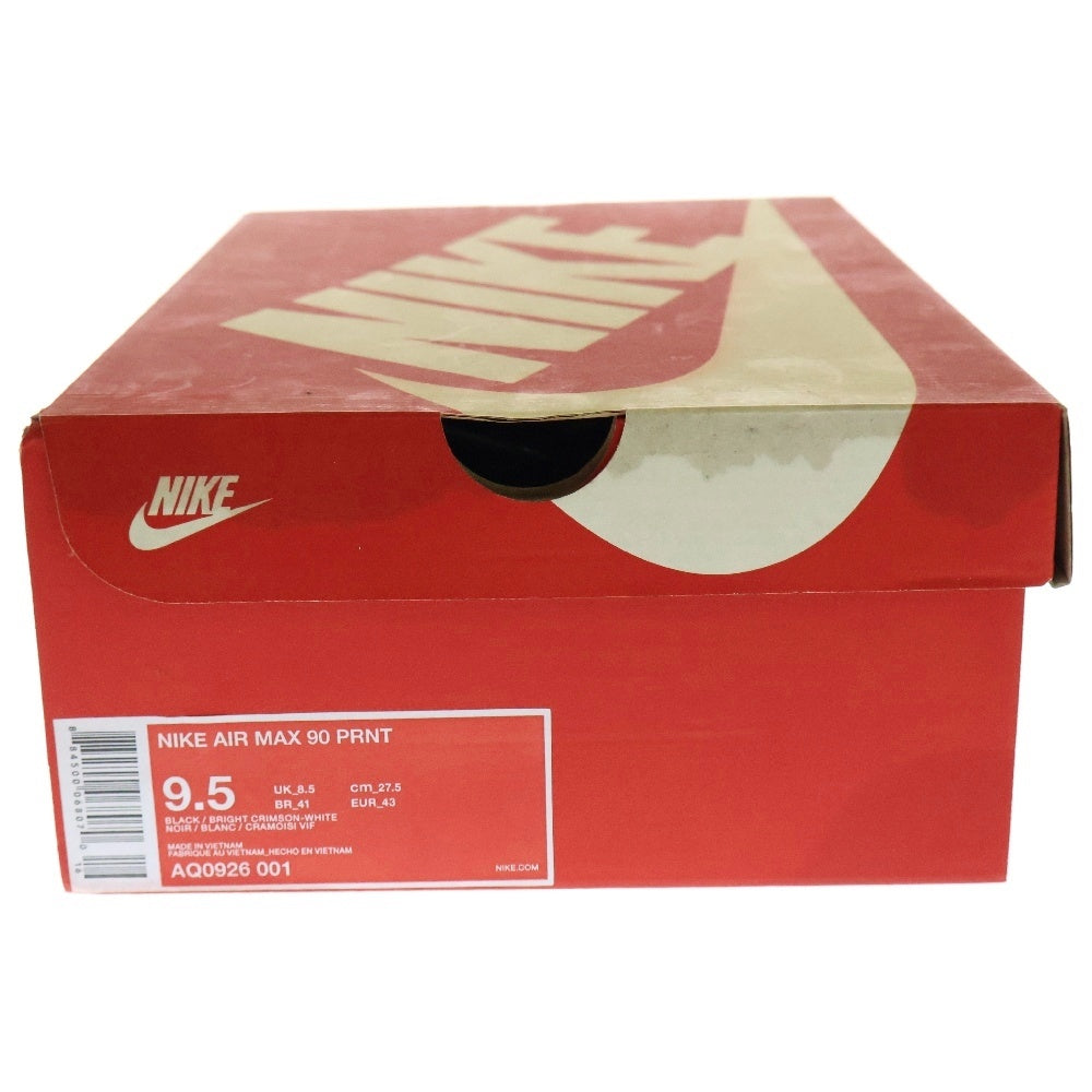NIKE(ナイキ) ×atmos AIR MAX 90 PRNT アトモス エアマックス90 プリント ローカットスニーカー ブラック/レッド US9.5/27.5cm AQ0926-001