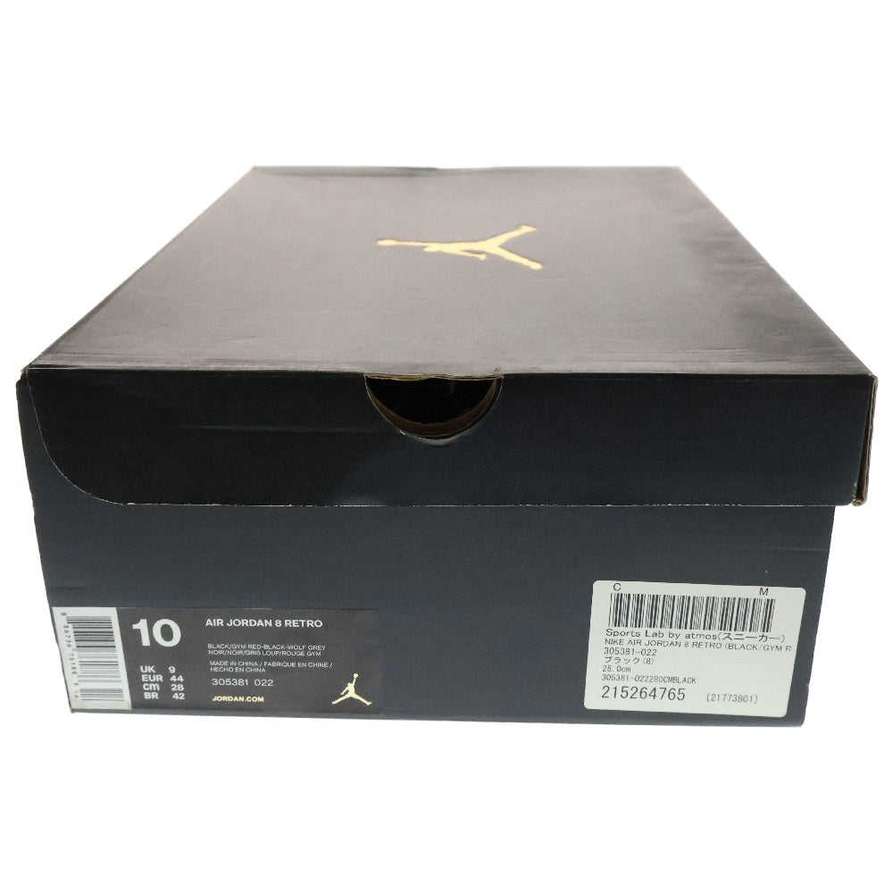 NIKE(ナイキ) AIR JORDAN 8 RETRO BLACK CEMENT エアジョーダン 8 レトロ ブラックセメント ブラック/ジムレッド/ウルフグレー US10/28cm 305381-022