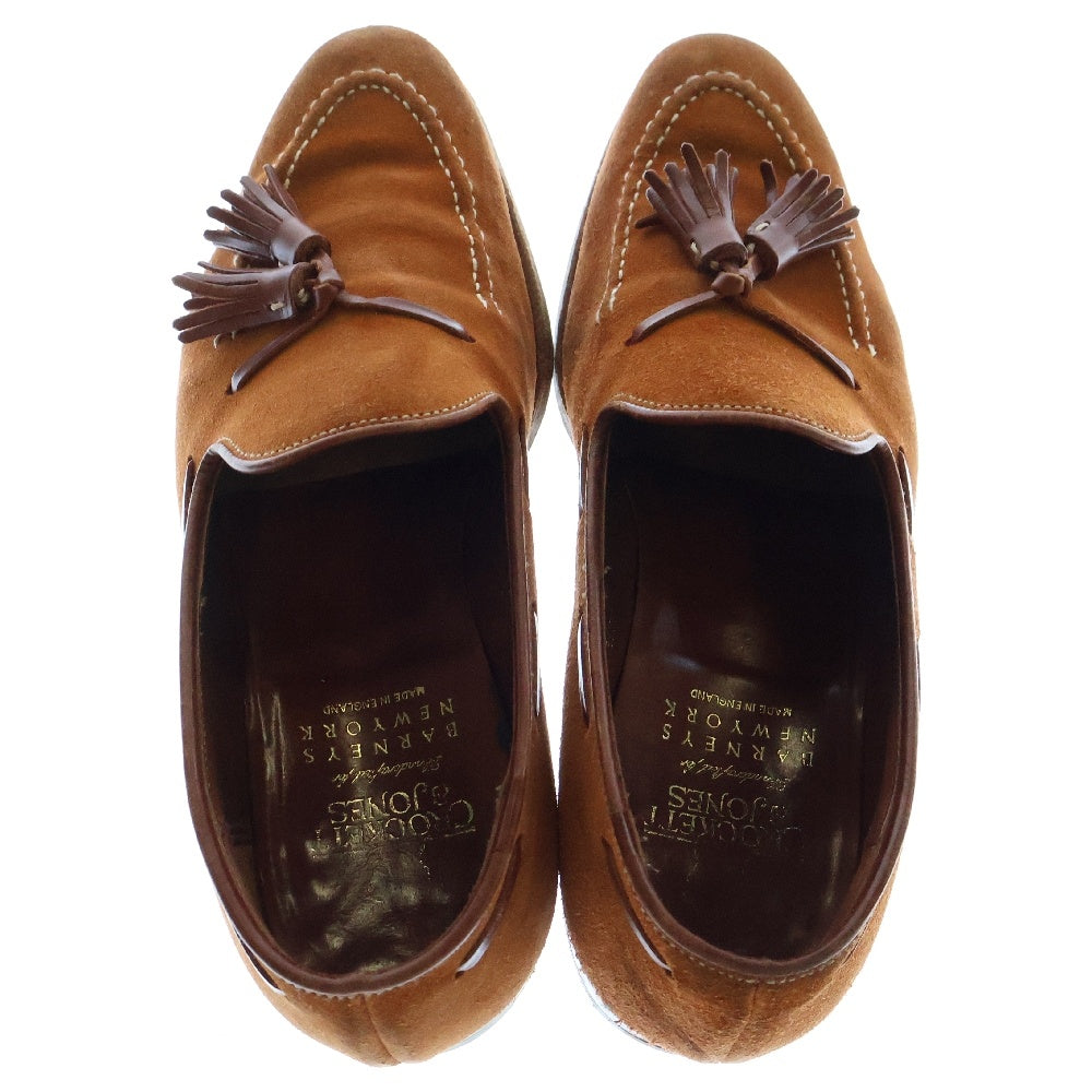 Crockett&Jones(クロケットアンドジョーンズ) BARNEYS NEWYORK別注 GUERNSEY 5571 UK製 スエード タッセルローファー ドレスシューズ ブラウン 6E
