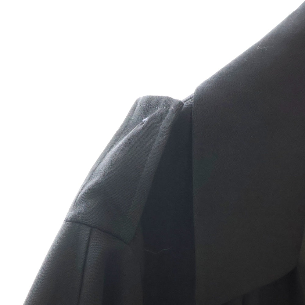 Yohji Yamamoto(ヨウジヤマモト) エポーレット糸留め ベルト付き テーラードカラー ウール ガウンコート ブラック ※サンプル品