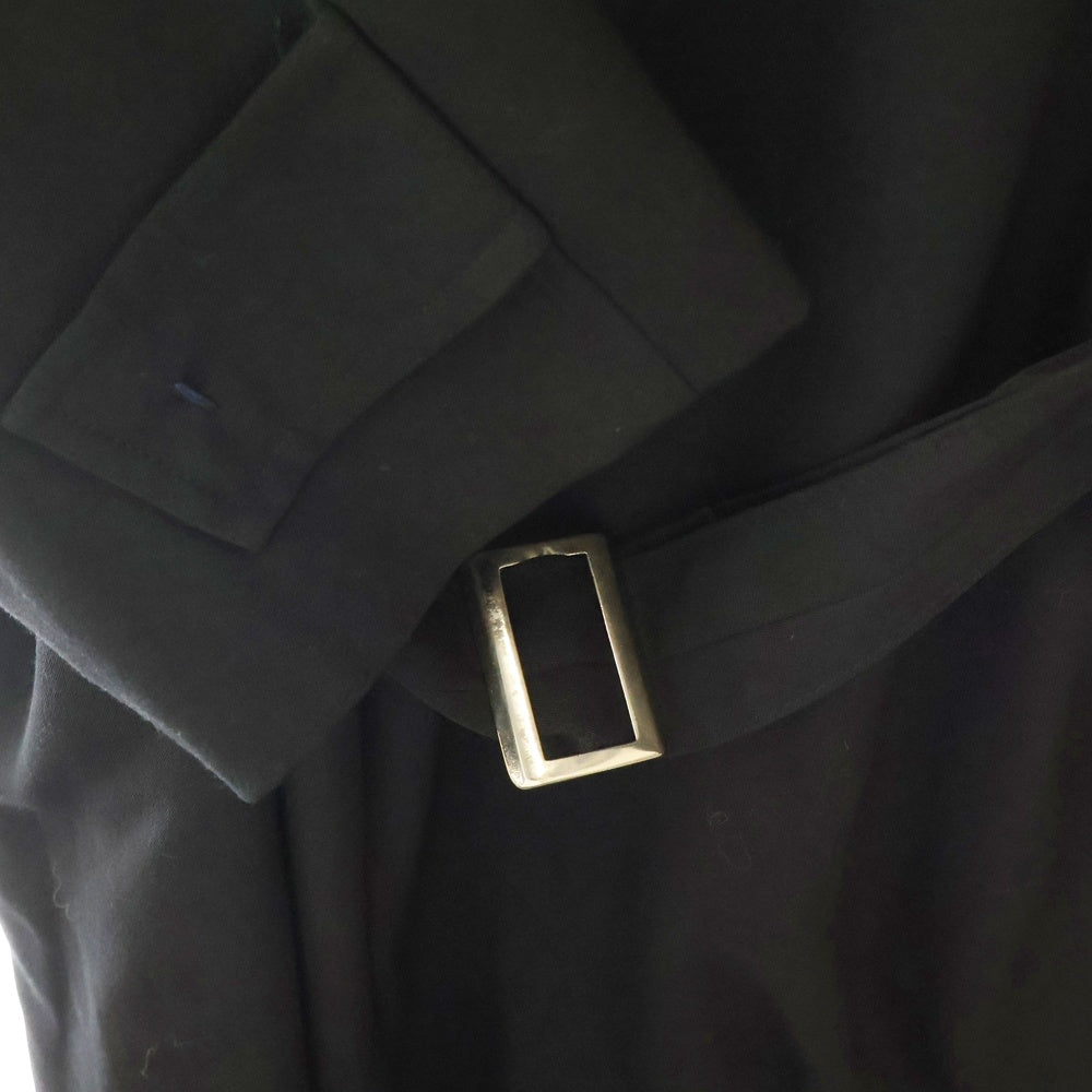 Yohji Yamamoto(ヨウジヤマモト) エポーレット糸留め ベルト付き テーラードカラー ウール ガウンコート ブラック ※サンプル品