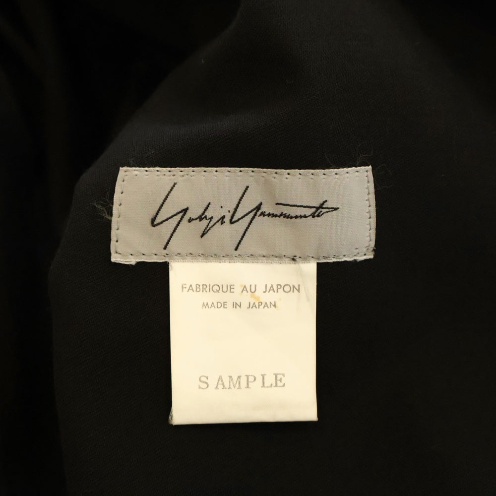 Yohji Yamamoto(ヨウジヤマモト) エポーレット糸留め ベルト付き テーラードカラー ウール ガウンコート ブラック ※サンプル品