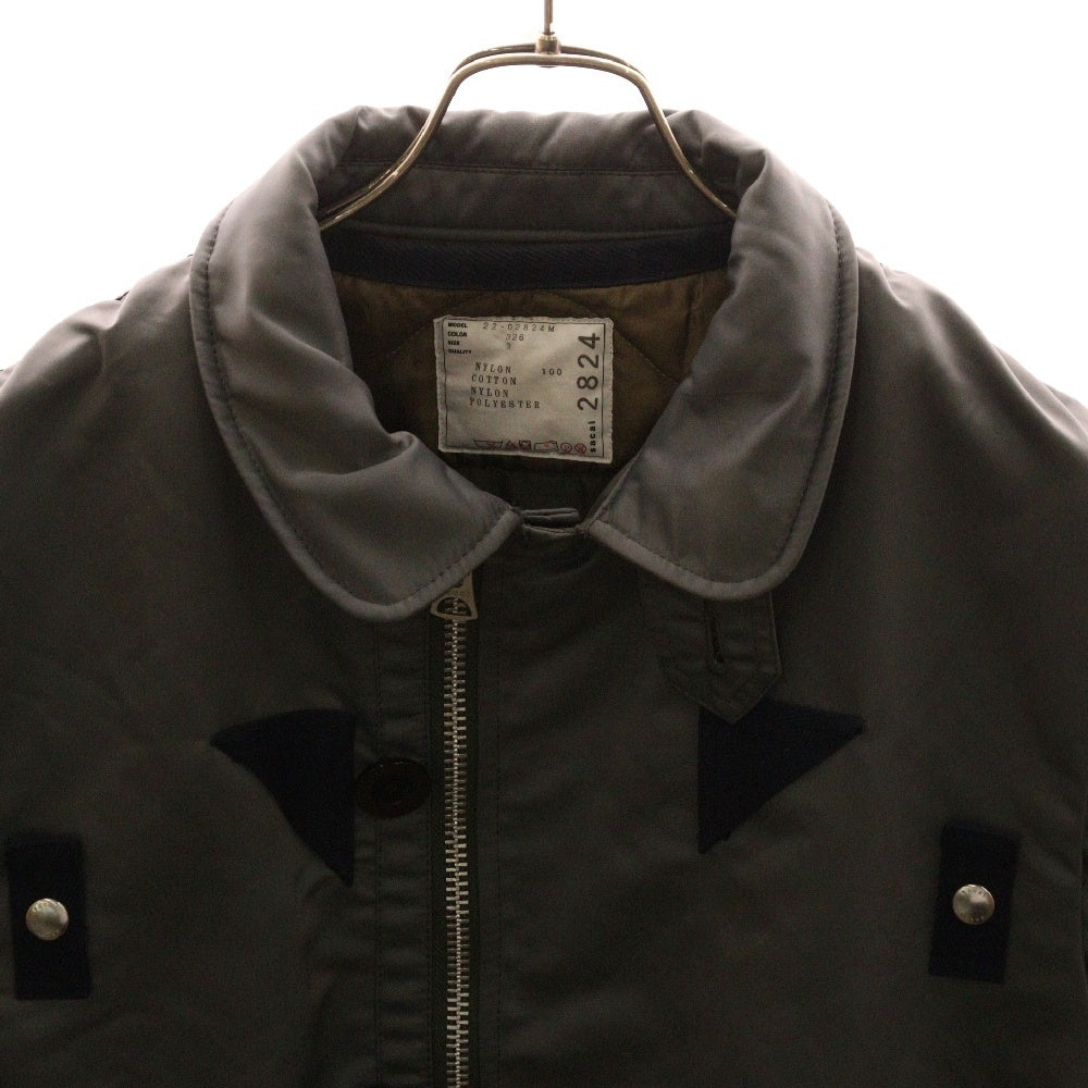 Sacai(サカイ) 22AW ナイロンツイルミックスブルゾン フライトジャケット グレー 22-02824M
