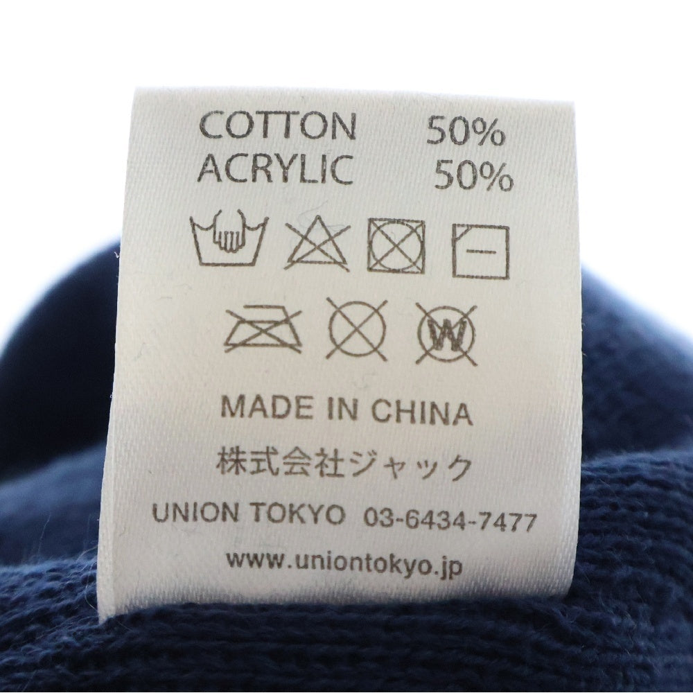 UNION(ユニオン) ロゴパッチ ビーニー ニットキャップ ネイビー