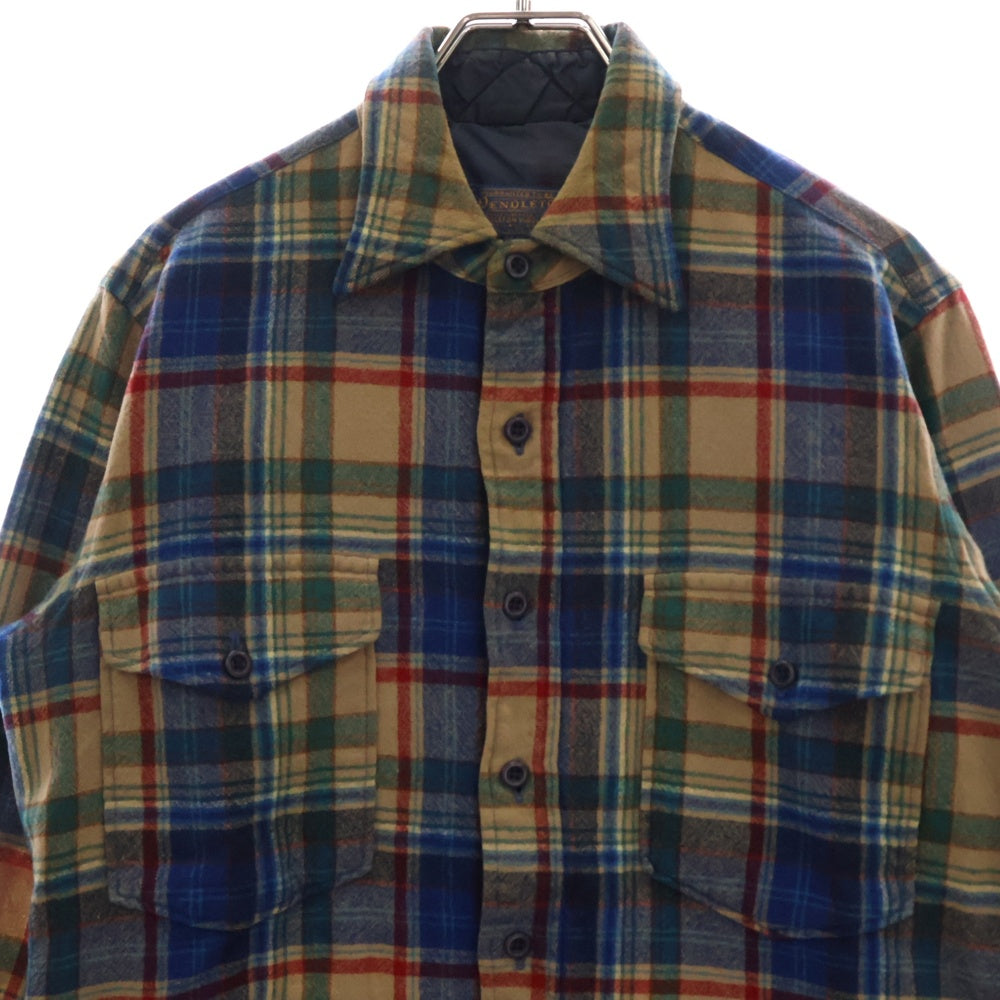 PENDLETON(ペンドルトン) 70s VINTAGE ヴィンテージ タータンチェック 長袖シャツ ブルー/ベージュ