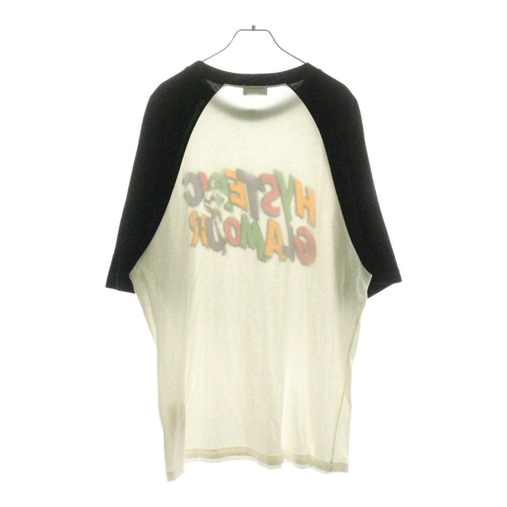 HYSTERIC GLAMOUR(ヒステリックグラマー) HYS HITS オーバーサイズ ラグラン 半袖Tシャツ カットソー ブラック/ホワイト 01212CT04