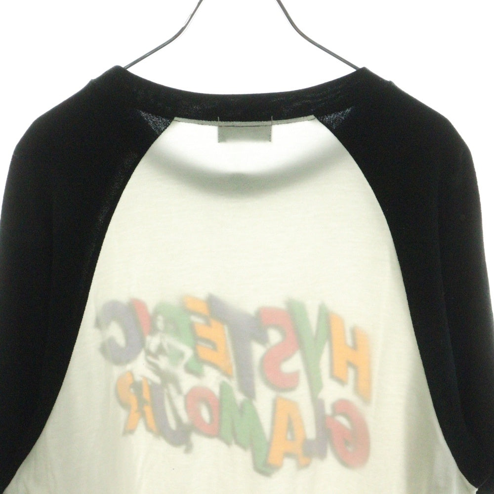 HYSTERIC GLAMOUR(ヒステリックグラマー) HYS HITS オーバーサイズ ラグラン 半袖Tシャツ カットソー ブラック/ホワイト 01212CT04